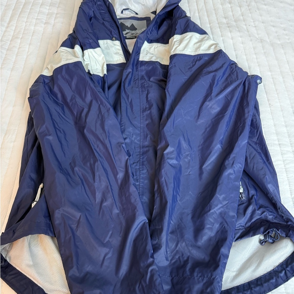 Men's Blue and White Windbreaker Jacket size M